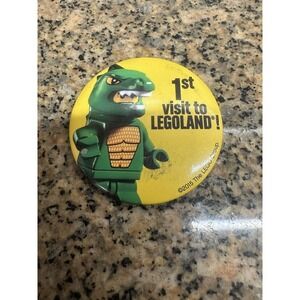 LEGO LEGOLAND 1st Visit Button Pin Badge 2015 Green Dragon Minifigure Souvenir